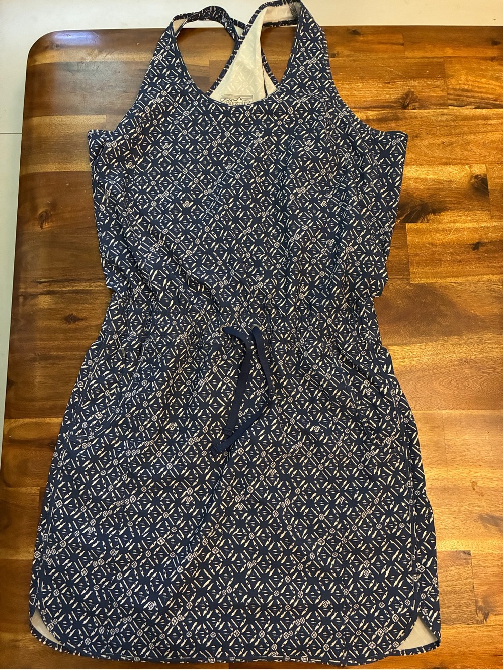 Patagonia Fleetwith Navy and White Patterned Cross back dress